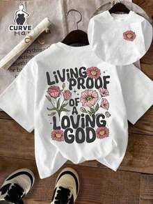 Plus Size Women's Casual Short Sleeve Round Neck T-Shirt - 白色 - 查看 7