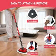 10 Pack Flat Mop Replacement Pads, Spin Mop Pad Replacement, Mop Refill Pads For O-Cedar EasyWring, 1 Mop Base And 1 Scraper For Cleaning Floor, Wall, Ceiling, Easy To Replace - Màu B - Xem 4