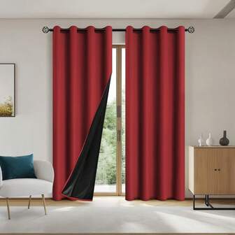 100% Blackout Curtains With Thermal Insulation Lining, Lightweight Polyester Fabric, Top Grommet Design, Suitable For Living Room, Bedroom, Kitchen, Bathroom, Home Decor, Room Decor, Ramadan, Christmas Holiday Party, Etc.