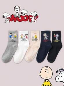 SNOOPY 1/3/5Pairs Socks, Comfortable Soft Sports Socks, Four Seasons Socks, Snoopy Creative Cartoon Pattern Fashionable Versatile Soft And Comfortable Socks - Multicolor - View 3