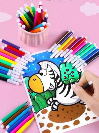 4 12-24 48 72 100pcs Mini Watercolor Pen Set - Vivid Colors Washable Plastic Markers,Suitable For Painting,Coloring And Calligraphy - Smooth Ink Flow - Multi-Pack,Applicable For Art,Crafts And Activities,Colouring Pens,Felt Tip Pens,Markers For Coloring,Colouring Pens,Party Favors For Kids,Party Favors,Colouring Pens,Party Favors For Kids,Party Favors,Back To School