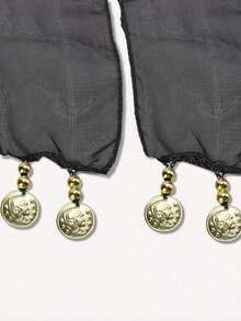 1 st höfthalsduk för magdans, söt magdanskjol med myntdekorationer, höfthalsduk/bälte i egyptisk stil för magdans, magdanshalsduk i chiffong för kvinnor, lämplig för yoga, zumba, magdans, höfthalsduk för kvinnor med fransar, paljettkjol med holografisk franskjol - denimoutfit för kvinnor | strandklänning, karneval, fest - Multifärgad - Visa 9