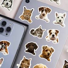 56pcs Cute Cat & Dog Doodle Stickers For Luggage, Water Bottle, Laptop, Bicycle, Skateboard, Phone, Tumbler Decoration