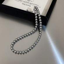1件银灰色珍珠项链，女士多层复古简约颈链，优雅锁骨链，感恩节、生日、新年礼物