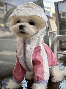 Waterproof, Sunscreen And Dustproof Pet Raincoat | 2-Legged Hooded Zip-Up Pet Clothes For Dogs & Cats, Use In Sunny Or Cloudy Weather | Outdoor Wear For Spring, Summer & Autumn | Suitable For Small & Medium Breeds Like Teddy, Bichon Frise, Schnauzer, Shih Tzu, Poodle, Chihuahua & Cats | Essential Pet Rain Gear - Multicolor - View 14