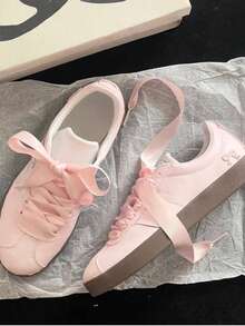 时尚粉色丝带鞋带，新款可爱女孩百搭运动鞋鞋带 DIY 鞋履配件（不含鞋子） - 粉色 - 查看 5