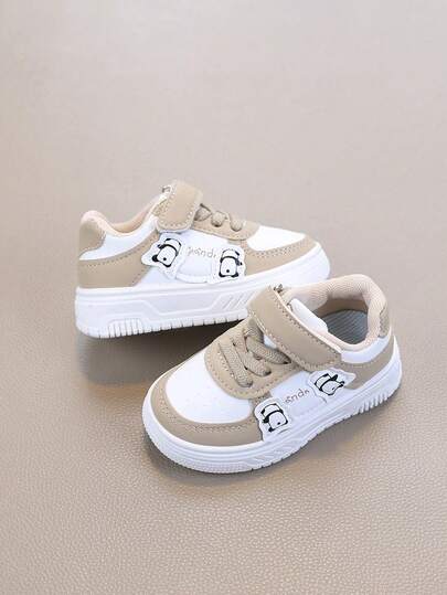 1 Pair Cute Panda Color Block Fashionable Casual Sports Shoes, Baby Toddler Shoes