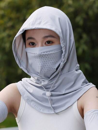 Combo de sombrero y mascarilla de protección solar UPF50+ ligero y transpirable para mujer, sombrero de playa unisex, cubierta facial, gorra para conducir, ciclismo