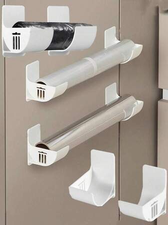 3/2/1Pair Wall-Mounted Kitchen Storage Racks, Punch-Free Plastic Holder For Trash Bags, Pot Lids, And Cabinet Organization - Sink Caddy, Refrigerator Side Organizer, Suitable For Garbage Bags, Cling Film, Umbrellas, Rolling Pin Storage Rack,Repisas De Pared,