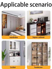 2pcs/4pcs Black Gun Color Hinges Aluminum Frame Cabinet Door Damper Silent Cushion Bookshelf Display Glass Door Kitchen Cabinet Hinges Home Decor Hardware Soft Close Spring Hinge - Multicolor - View 10