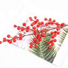 6 Stems/4 Stems/1 Stem 60cm Artificial Red Berry Branch, 6-Forked Red Berry Holly Branch, Imitation Burgundy Berry Picking. Suitable For Door Knocker Vases, Vase Flower Arrangements, Centerpiece Decorations, Holiday Home DIY, Wedding Decorations, New Year Decorations, And Can Also Be Given As A Gift. - Burgundy - View 8