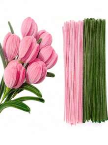 100/200 piezas Combo de hilo de chenilla suave de colores, materiales hechos a mano para artes, manualidades, decoraciones DIY - Excelente para hacer adornos de animales, florales y navideños - Multicolor - Ver 5