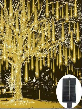 1条30厘米/50厘米太阳流星雨节日彩灯，闪烁树饰，适用于婚礼、圣诞节和情人节 - 耐用塑料室内灯串，带开关控制