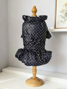 1pc Navy Blue Winter Pet Coat, Thick Padded Pet Dress, Princess Skirt, Suitable For Medium & Small Dogs, Washable, For Indoor Or Outdoor Wear - Navy Blue - View 6