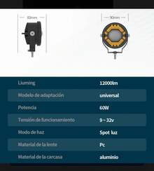 9CM FARO SPOT LED AUXILIARES LUPA OJOS ANGEL MOTO - Blanco - Ver 5