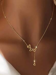 1 件优雅简约水钻三心流苏吊坠项链，奢华百搭设计，适合女性、新娘、订婚珠宝、女朋友或情人节礼物，情人节、妈妈、母亲、母亲节、礼物