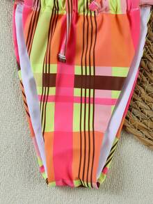 New Arrival Summer European And American Sexy Cute Plaid Print Beach Vacation Date Party Bikini Set - Multicolor - View 6
