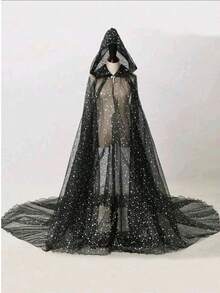 Women's Bridal Sheer Hooded Cloak Shawl Dress Robe, Halloween Costume, Wedding, Carnival, Valentine's Day Autumn Outfit - Multicolor - View 7