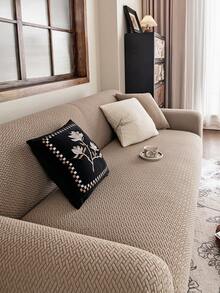 1 Vỏ bọc ghế sofa trơn màu cổ điển, độ đàn hồi cao, chống bụi và chống bẩn, bảo vệ đồ nội thất có thể giặt bằng máy/tay, phù hợp với mọi mùa, phù hợp với ghế sofa 3/4 chỗ ngồi (có nhiều kích cỡ) - màu nâu - Xem 5