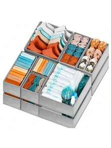 12 Pack Baby Clothes Organizer, Dresser Drawer Organizer For Baby Clothing, Foldable Fabric Closet Drawer Storage Bins, Nursery Dresser Dividers For Bra, Socks, Ties, Scarf - Multicolor - View 14