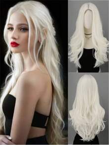 28-32 Inch Elegant Pink Long Curly Synthetic Wig With Natural Bangs, Wavy Curly Synthetic Wig Suitable For Women - Heat Resistant Fiber, Natural Middle Part, Full Curl, Suitable For Daily Wear, Parties And Halloween - Multicolor - View 13