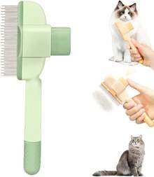 Cepillo de Pelaje Para Mascotas, Multifunción Cepillo para Gatos Perros, Productos de Peluquería Felina para Gatos de Pelo Corto y Largo, Pet Grooming Brush (Verde) - Verde - Ver 8