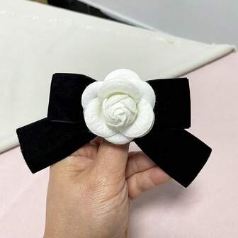 韩版时尚高端新款丝绒蝴蝶结山茶花胸针领饰女士蝴蝶结花朵胸针