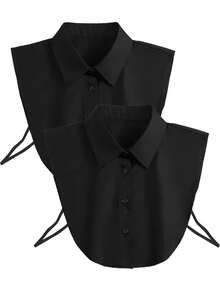 1pc Women's White Detachable Shirt Collar, Universal Business Casual Versatile Sleeveless Fake Collar, Half Shirt Artificial Collar, Sweater Undershirt, Sleeveless Shirt, Versatile Vest Blouse, White Pointed Collar, Decorative Stand Collar Round Collar, Suitable For Office Workwear, Holiday Gift (Button Color Random) - Multicolor - View 11