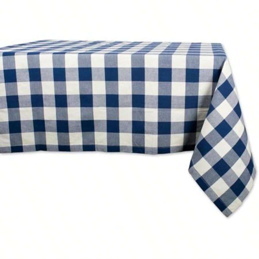 DII Buffalo Check Collection - Mantel rústico clásico, 52 x 52 pulgadas, rojo y negro(Azul Marino Y Crema) - Multicolor - Ver 1