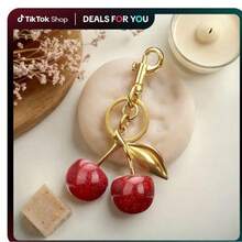 2pc Premium Cherry Keychain Bag Charm - Cute Women's Handbag/Car Keychain, Red And Pink Cherry Keychain, Perfect Anniversary Wedding Gift, Also Available As Birthday, Halloween, And Christmas Festival Gift. - Đỏ + Hồng - Xem 9