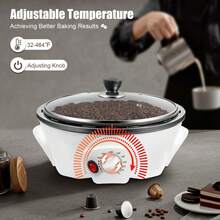 Rainaut Set Of Freestanding White 110V 800W Electric Coffee Bean Roaster, Coffee Bean Baking Machine, 0-240 ℃ Temperature Adjustment  For Beginners And Coffee Enthusiasts. It Can Be Used For Baking Peanuts, Melon Seeds, Soybeans, Raw Coffee Beans, Red Beans, Nuts, Popcorn, Etc, White - US B Type Plug(110-127V) - View 3
