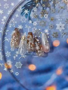 Adesivi per arte di unghie natalizie - Lussuosi adesivi per unghie in cristallo 5D, adesivi fiocchi di neve dorati, accessori decorativi per arte di unghie, adesivi per unghie autoadesivi fai-da-te