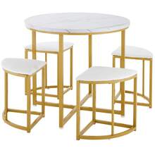 Dining Table & Chair Sets - White+Gold + MDF+Metal + Seats 4 - View 5