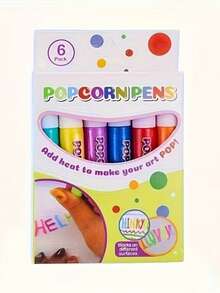 1/3/6pcs Set Magic Lotus Bubble Pens, DIY Popcorn Bubble Drawing Pens, 6 Colors Neon Paint Pens Set, Fluffy Bubble Pens, Suitable For 3D Art Creation, Cultivate Children's Color Matching Ability - Multicolor - View 4