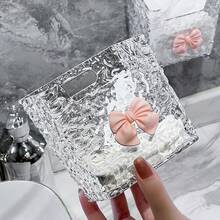 1 pieza Estante de almacenamiento de plástico montado en la pared, organizador de puerta de gabinete adhesivo transparente, estante de acrílico, sin necesidad de perforar, cinta adhesiva, adecuado para baño, cocina, accesorios de baño para sala de estar - transparente - Ver 5