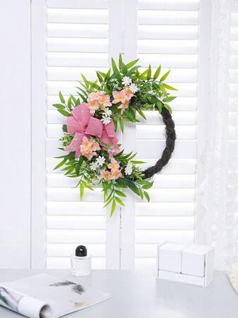 1 pieza Guirnalda de flores artificiales de peonía/mariposa bordada (apta para todas las estaciones) - Decoración central para mesas de San Valentín y bodas, decoración estacional del hogar, sala de estar y puertas con estilo campestre, para reuniones festivas, escaparates de tiendas, terrazas al aire guirnaldas de flores con estilo campestre