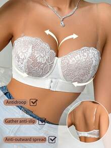 Front Closure Women's Bra With Underwire, Soft & Comfortable Bandeau Lingerie - White - View 3
