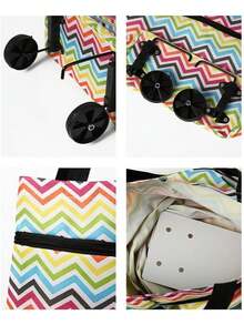 Carrito de Compras Plegable Verde de Tela Oxford 600D, Bolsas Reutilizables con Ruedas, Impermeable y Apilable para Frutas y Verduras - Verde - Ver 6