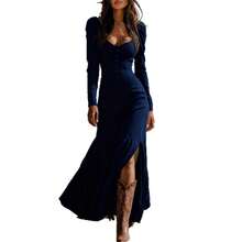 European And American Style Dress New Vintage Western Style Button Ruched Long Sleeve Sexy Long Dress - 象牙白 - 查看 6
