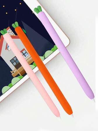 Compatible con Apple Pencil de 1ra y 2da generación, estuche de silicona con diseño de zanahoria linda, funda protectora de lápiz Apple Pencil con diseño de dibujos animados