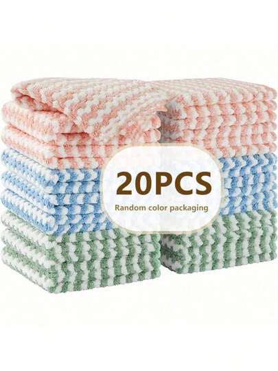 10/20 Pieces Super Soft Absorbent Microfiber Cleaning Cloth, Super Soft Absorbent Rag For Dishwashing And Kitchen Drying, Multi- Random, Christmas Kitchen Supplies