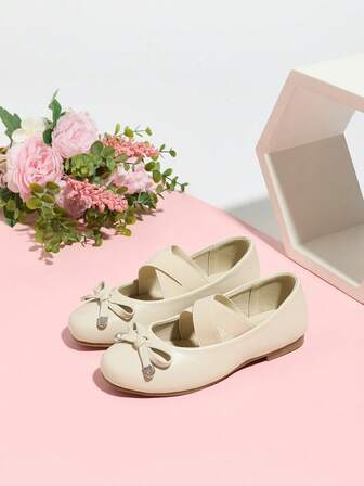 Girls' Butterfly Rhinestone Elegant Princess Casual Wear Comfortable Soft Flat Children Shoes