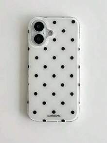 Fashionable Phone Case, Minimalist & Cute Black And White Polka Dot Pattern, Compatible With IPhone 11 To 17 Series Including Pro Max - White - View 1