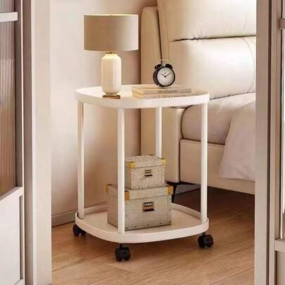 1pc Nordic Modern Minimalist Bedroom Living Room Mobile Cart, With Sofa Corner, Edge And Multifunctional Storage Coffee Table, Nightstand, Mobile Stand And Multi-Layer Storage Rack