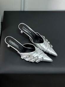 Fashionable Pointed Toe Slip-On Mule Heels, Sexy High Heel Shoes For Women