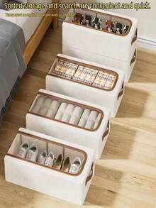 1 cutie de pantofi transparentă pliabilă cu capac, rezistentă la praf, potrivită pentru depozitarea pantofilor, organizare multifuncțională a casei, depozitare în dormitor, decor pentru casă