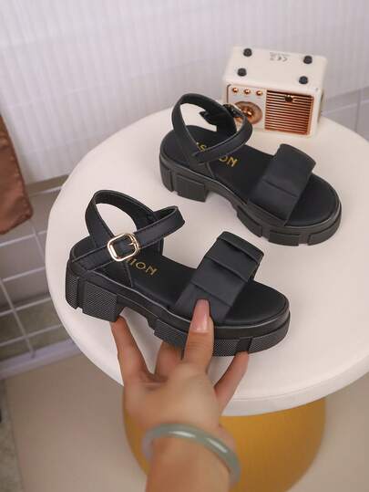 1双儿童时尚休闲厚底软底舒适PU皮凉鞋（女童款）