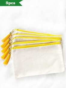 1个/5个（混色）帆布拉链流苏收纳包，旅行化妆包，化妆品收纳包，铅笔盒，DIY收纳袋，DIY礼物，化妆包，洗漱包，浴室用品，大学宿舍旅行必备，多功能化妆品收纳包，可爱手提包钱包收纳包，便携式化妆刷收纳包，带拉链，可存放口红、护肤品、手机、硬币和其他小物件，适合居家、旅行、海滩、泳池派对、度假和上学等场合。