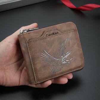  CARRKEN Ny vintage mode örnmönster multifunktionell dragkedja plånbok, ungdom student mångsidig korthållare, present till män, julklapp