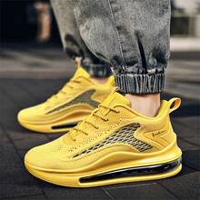 YTAT Men's Running Shoes Air Cushion Sports Shoes Light Tennis Walking Leisure Fitness Exercise - 黃色 - 查看 7